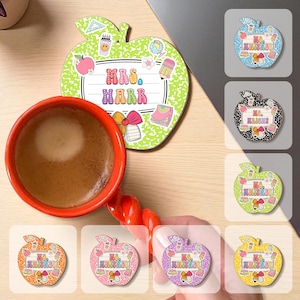 Personalized Composition Notebook Coaster, Custom Teacher Gift, Wooden Drink Coaster, Back to School Gift, Teacher Appreciation Decor