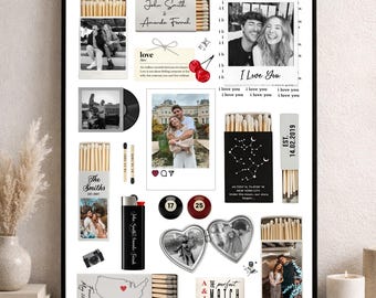 Póster personalizado de caja de cerillas, arte mural personalizado para pareja, regalo de San Valentín para novio o esposo (impresión física)