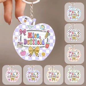 Personalized Acrylic Keychain, Composition Notebook Style, Custom Teacher Gift, Back to School Accessories, First Day of School Classroom