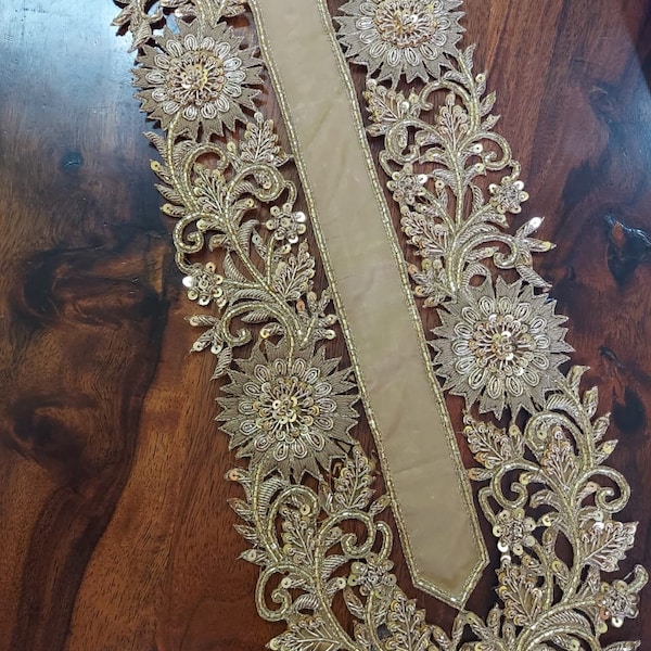 Patchs décoratifs pour le cou, perles indiennes, collier doré, artisanal, Zardosi, N 71