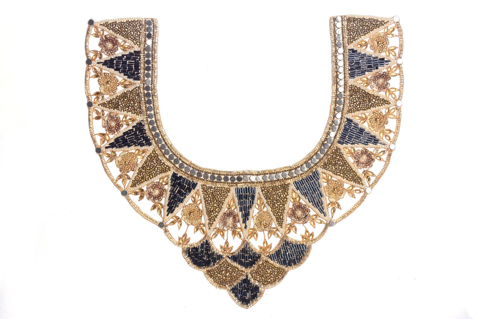 Decorative Neck Patches Indian Beaded Gold Collar Handcrafted Crafted