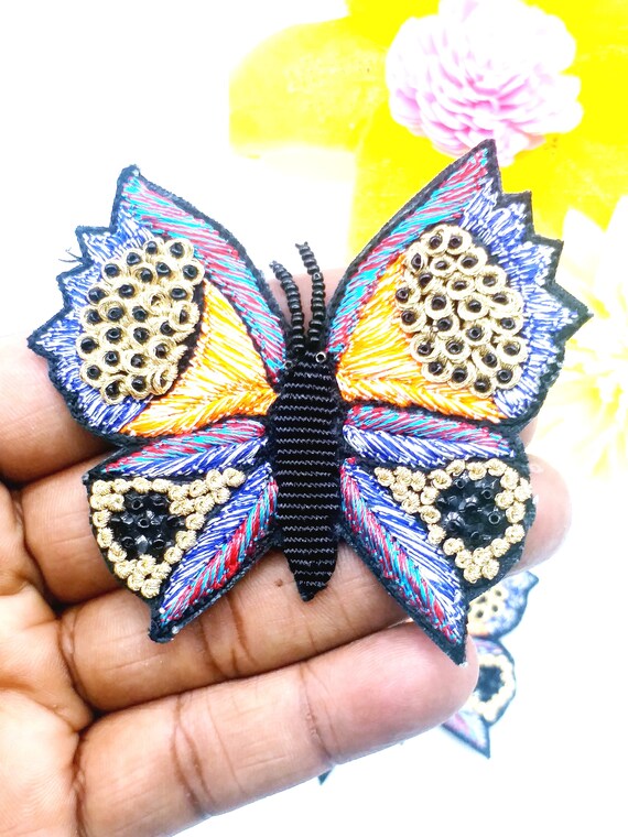 Set of 5 Pieces Hand made Colourful Butterfly Applique With Zardozi Work for Dress and Craft Design saree Applique DNO AP158 Etsy