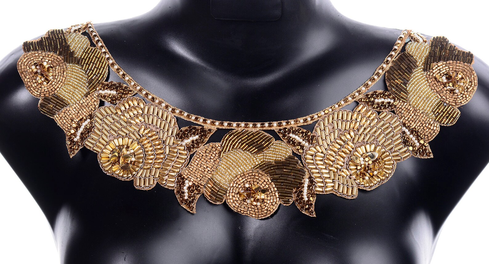 Decorative Neck Patches Indian Beaded Gold Collar Handcrafted Etsy