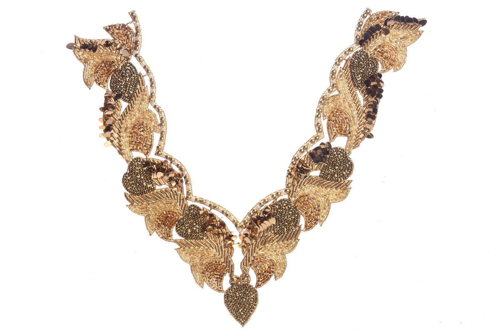 Decorative Neck Patches Indian Beaded Gold Collar Handcrafted Etsy