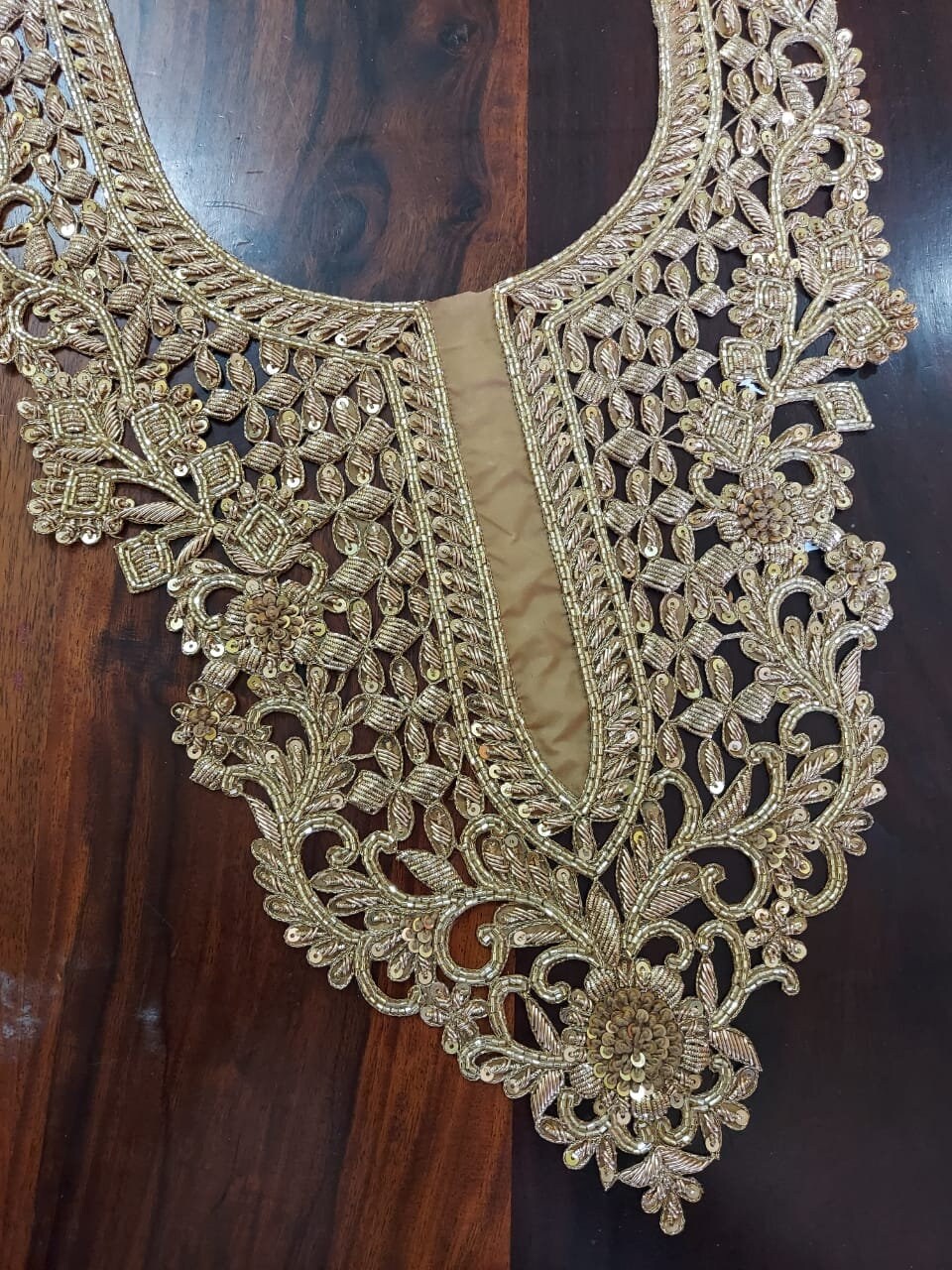 Decorative Neck Patches Indian Beaded Gold Collar Handcrafted Etsy