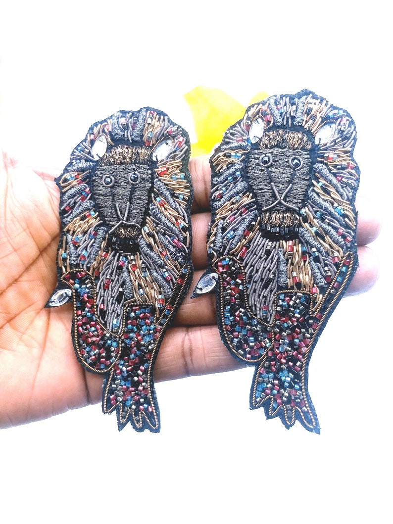 Set of 2 pair hand-made applique with zardozi work for dress and craft design denim shirt applique DNO AP159