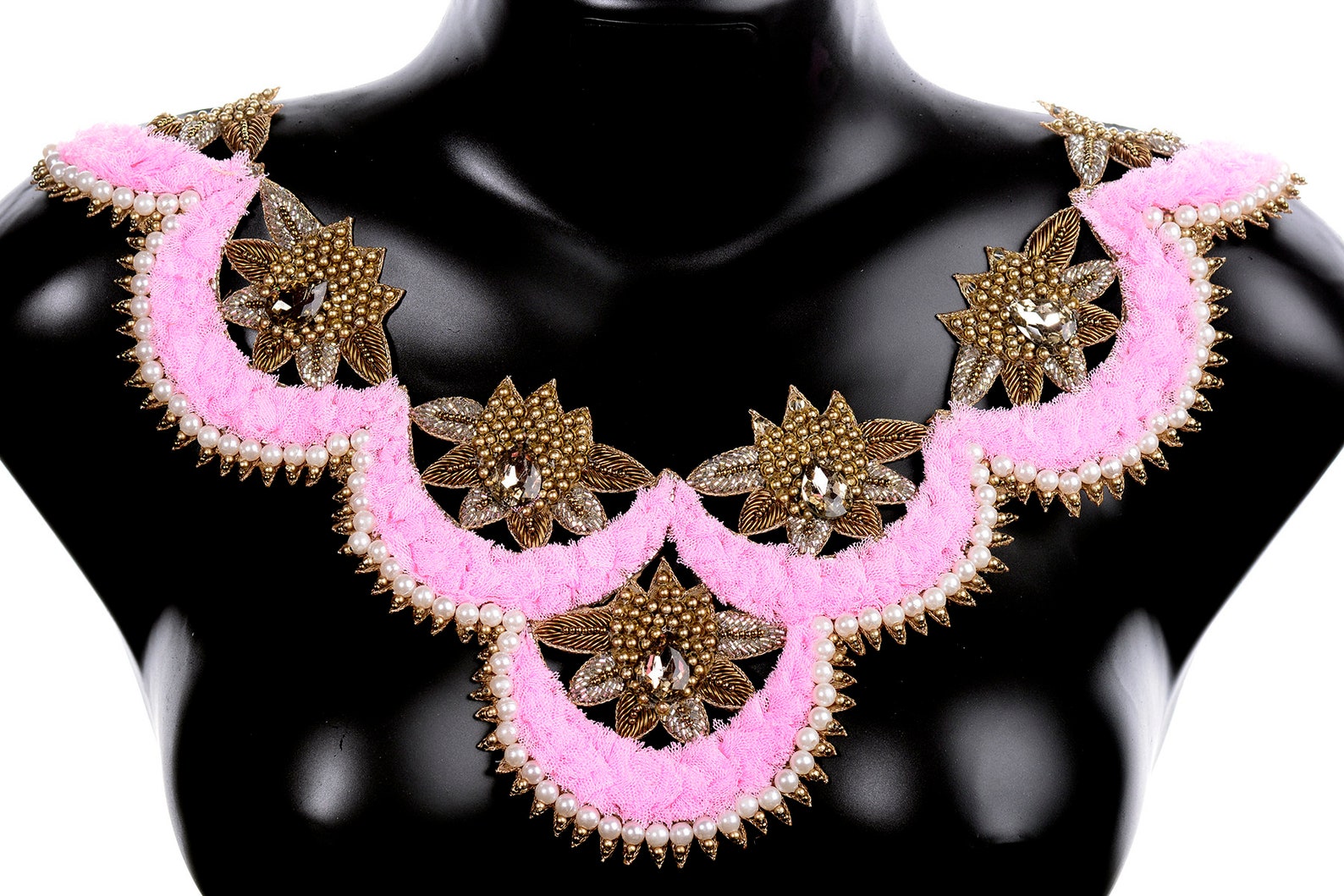 Decorative Neck Patches Indian Beaded Gold Collar Handcrafted Etsy