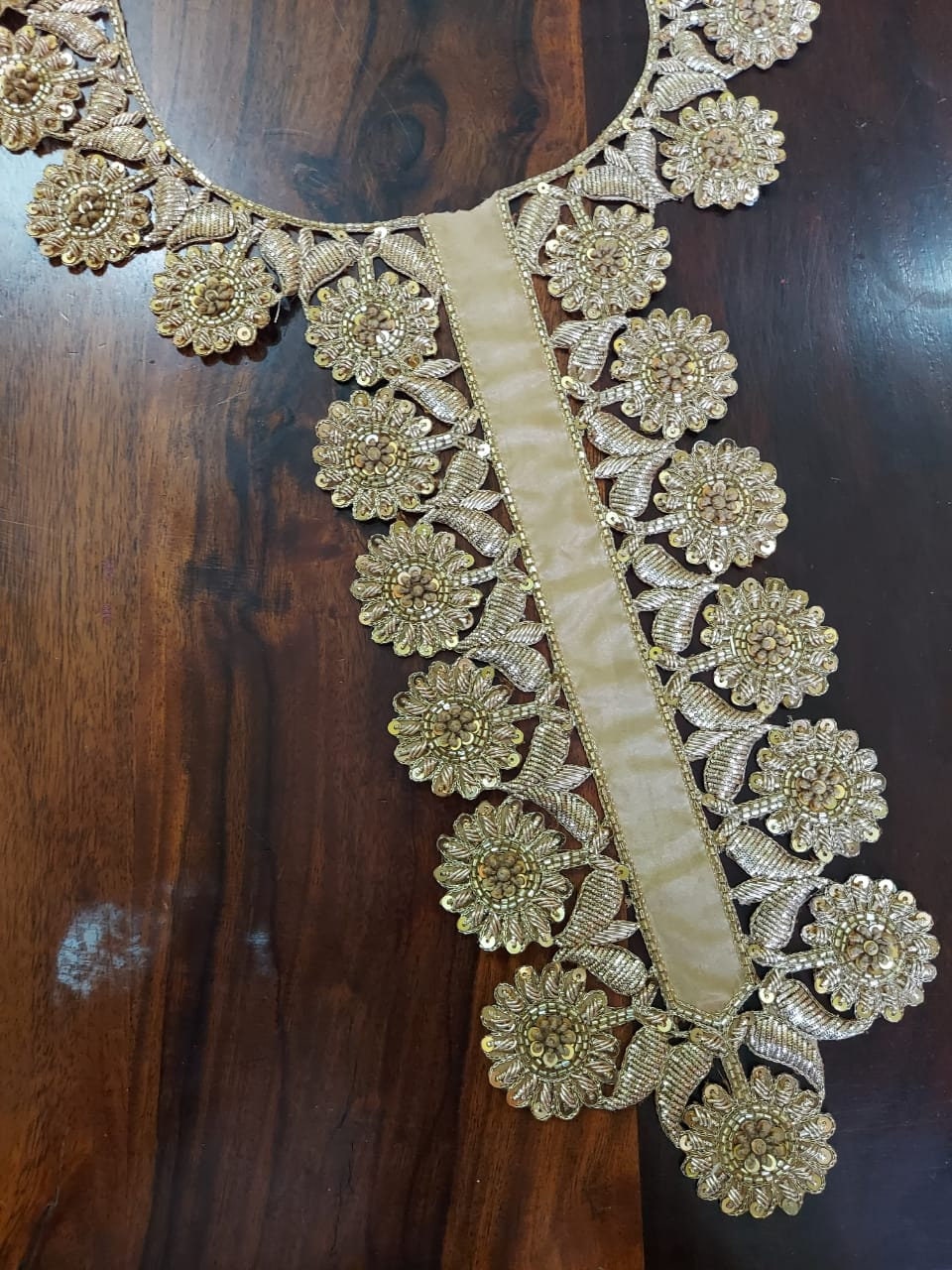 Decorative Neck Patches Indian Beaded Gold Collar Handcrafted Crafted