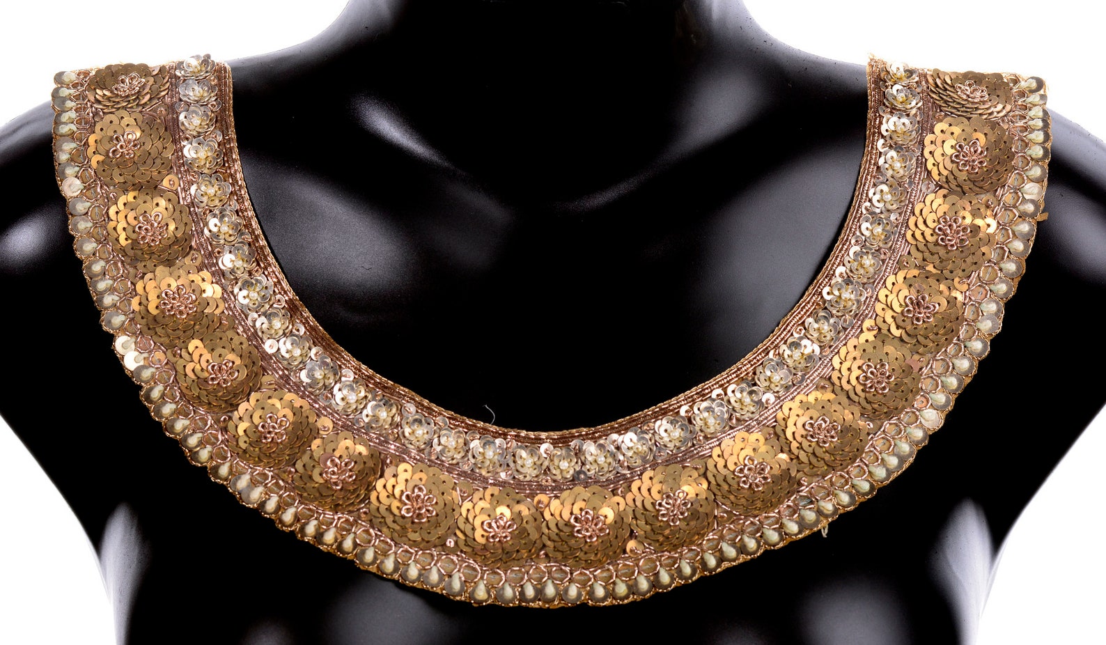 Decorative Neck Patches Indian Beaded Gold Collar Handcrafted Crafted