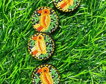 Embroidered Round Shaped buttons. Buttons with embroidery.  Decorative colourful  button. Knot Stiched Buttons.Thread Work.HB 27