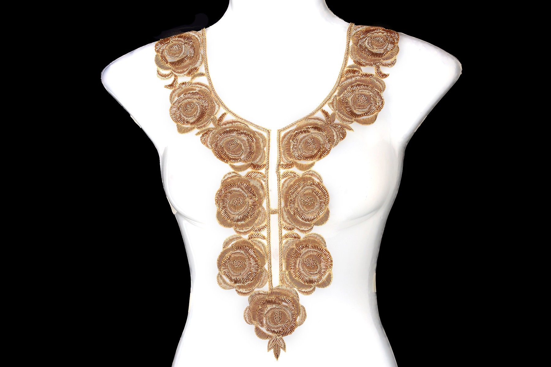 Decorative Neck Patches Indian Beaded Gold Collar Handcrafted Crafted