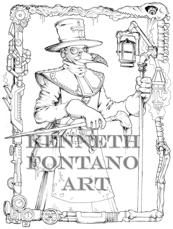Coloring Page: the Plague Doctor | Etsy