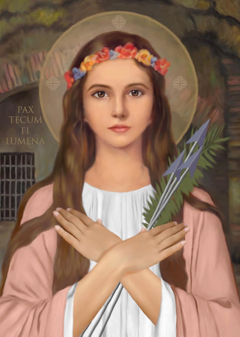 Saint Philomena Quality Picture Stretched Canvas on Wooden Frame 30 Cms