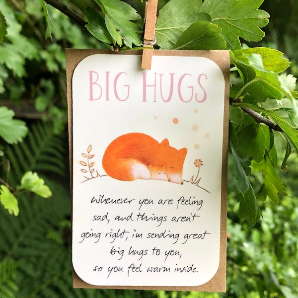 Thoughtful Positive Message Big Hugs Birthday Card, Grandma, Mum, Sister, Daughter, Special Friend, Small Card, Small Gift, keepsake, Fox