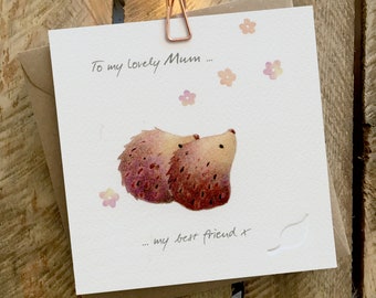 Muttertagskarte, Mama Karte, Karte für Mama, Mama Geburtstagskarte, beste Freundin mit zwei Igeln