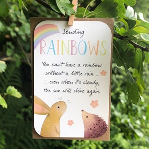 Arc-en-ciel, Inspirant, Attentionné, Message positif Carte d’anniversaire, Ami spécial, Personne spéciale, Étiquette cadeau, Souvenir, Petit cadeau, Hérisson