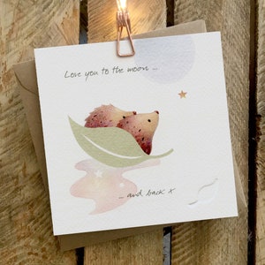 Biglietto d'anniversario, biglietto d'auguri, biglietto d'amore, ricci, amore, ti amo fino alla luna