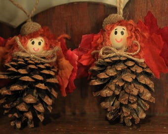 Hadas de piñas: Adornos otoñales para Acción de Gracias (juego de 2)