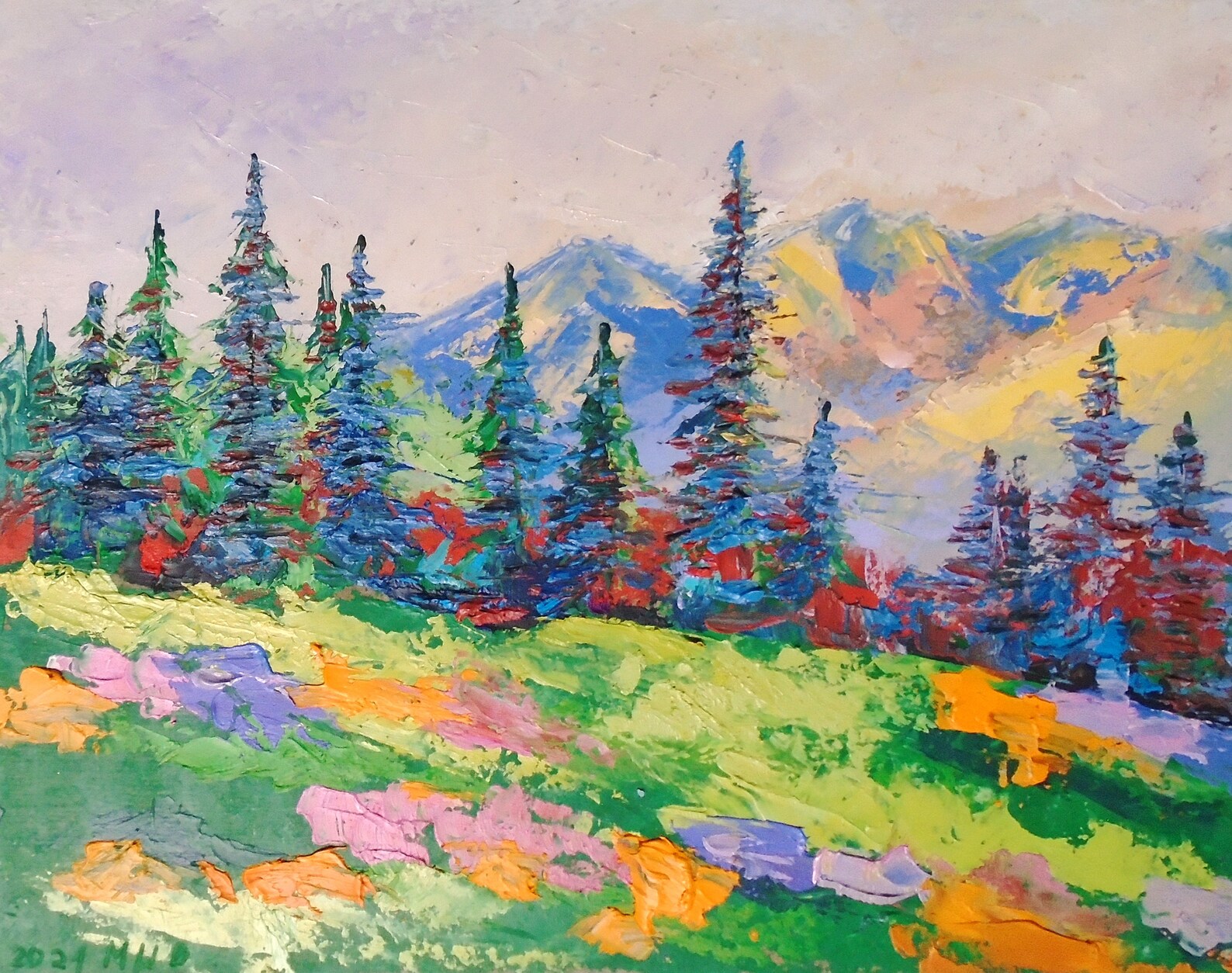 Utah Painting Mountain Original Art Meadow Landscape 8 by 10 Etsy