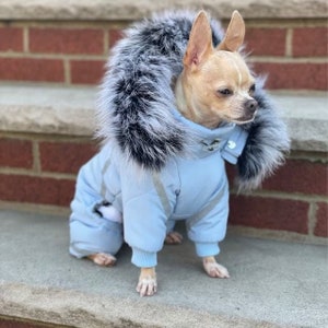 Dog SNOWSUIT / SKI JACKET w/REMOVABLE Hood & Rear Legs WARM Polly-fill  Insulated