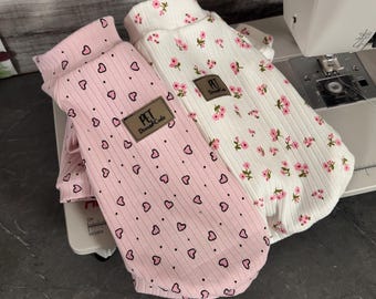 Sudadera personalizada para perros: Estampados florales y de corazones, para perros pequeños y medianos