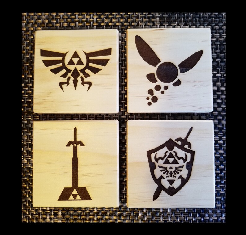 Zelda Coaster Set Wood Handmade Engraved Laser Etched Wooden Etsy