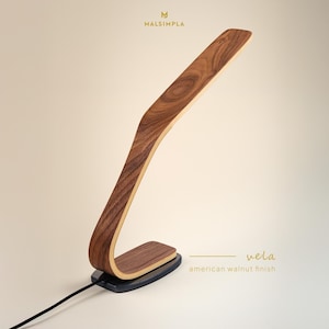 Lámpara de mesa minimalista de madera, accesorios de escritorio, decoración de escritorio, luz de noche, lámpara de noche, lámpara de escritorio, lámpara de mesa LED, oficina, teletrabajo