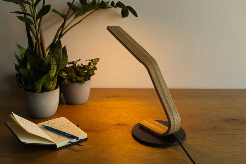 Minimalist Wooden Table Lamp, Desk Accessories, Desk Decor, Night Light, Bedside Lamp, Desk Lamp, LED Table Lamp, Office, Work From Home image 3