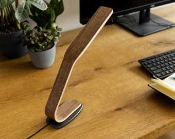 Lampe de table en bois minimaliste, Accessoires de bureau, Décoration de bureau, Veilleuse, Lampe de chevet, Lampe de bureau, Lampe de table LED, Bureau, Télétravail