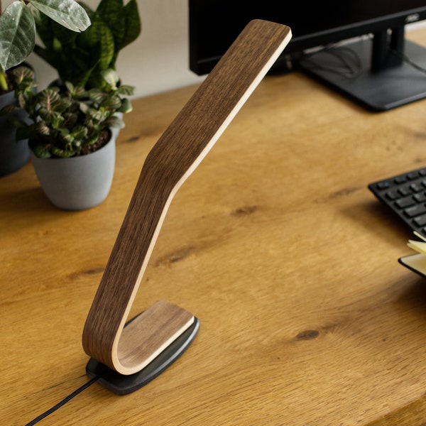 Lámpara de mesa de madera minimalista, Accesorios de escritorio, Decoración de escritorio, Luz nocturna, Lámpara de noche, Lámpara de escritorio, Lámpara de mesa LED, Oficina, Trabajo desde casa