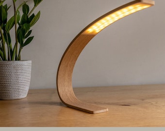 Lampe de chevet en chêne, lampe de table moderne, lampe de lecture, lampe en bois, lampe de bureau, lampe de table, lampe de bureau, veilleuse ou lampe LED, lampe d'accent