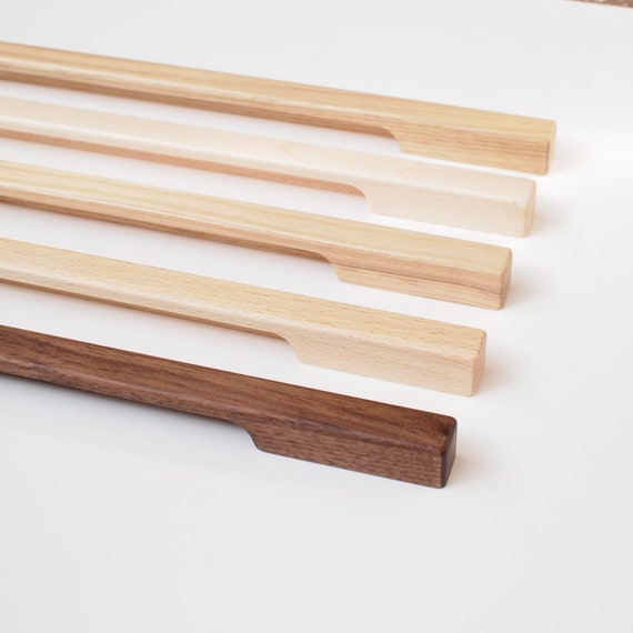 Thin Line Wooden Cabinet Pulls Wood Drawer Pulls Wooden Etsy