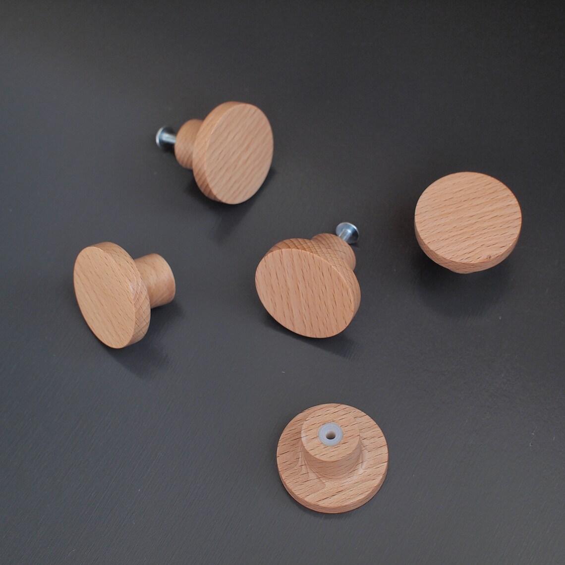 Solid wood knob pulls Wooden pulls Solid Etsy