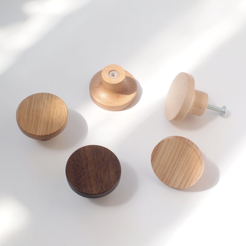 Wooden knob Round solid wood knob dresser Etsy