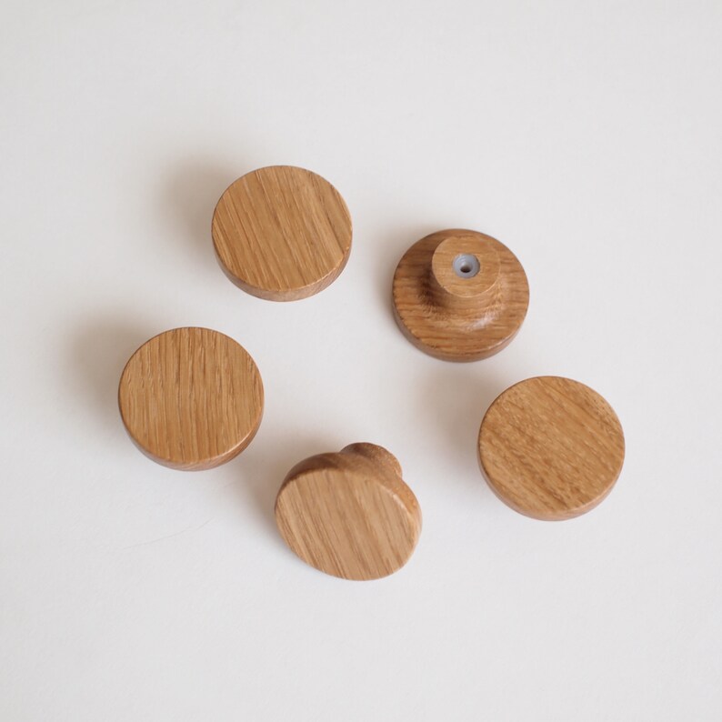 Wooden Drawer Knob Round Solid Wood Knobs Dresser Etsy