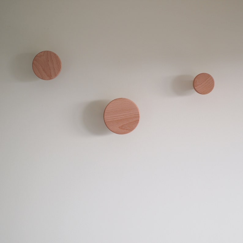 Round wooden wall hook Modern wooden coat hook Solid wood Etsy