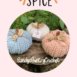 Ribbed Country Pumpkin, Crochet Pumpkin with Cinnamon stick stem