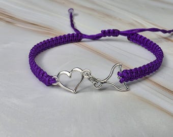 35 Colours, Heart - Whale Tail Bracelet, Nautical Bracelet, Fish Tail Bracelet,  Mermaid Tail Wish Bracelet, Gift Bracelet.