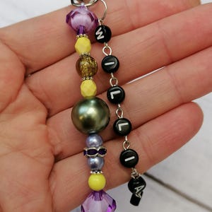 Personalised Name Keyring, Yellow-Purple-Green Keychain, Cute Gift, With Name Or Word, Bag Keyring, Gift Idea For A Friend