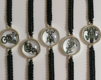 35 Colours, Motorcycle  Gothic Bracelet, Skull Motorcycle  Bracelet, Motorcycle Bracelet, Gift Rider (A-69)