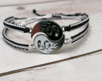 2Pcs Couples Yin Yang Dragon Bracelet, Friendship Bracelet, Best Friend Bracelet, Gift