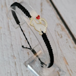 34 Colours, White Cat Bracelet, Cat Lover Gift, Cat Mum Bracelet - Daughter's Bracelet, Feline Jewellery.