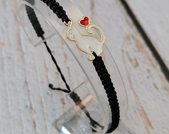 35 Colours, White Cat Bracelet, Cat Lover Gift, Cat Mum Bracelet - Daughter's Bracelet, Feline Jewellery.