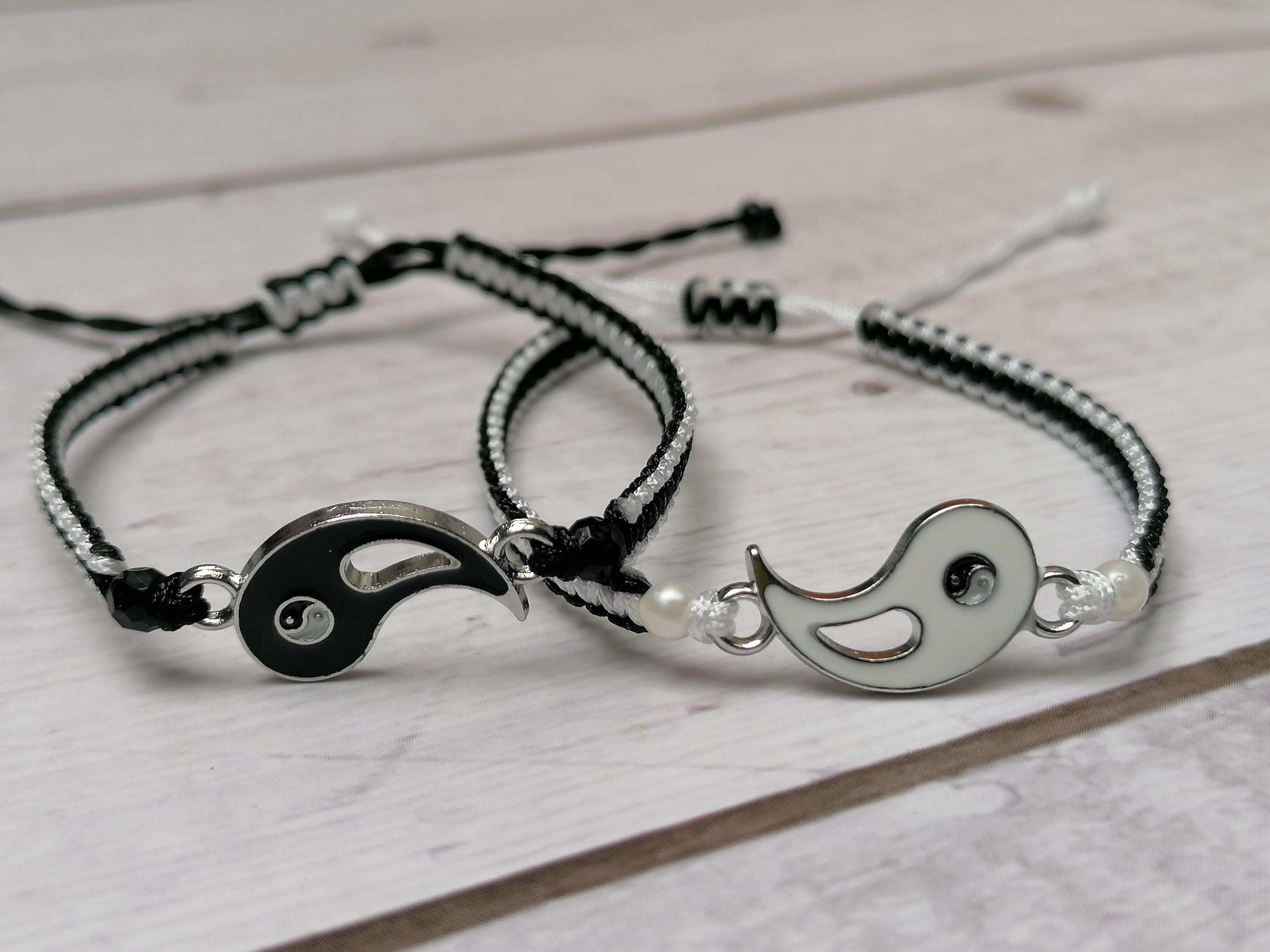 Braccialetti Dell'Amicizia Coordinati - 4 Pezzi Regolabili, Con Ciondoli Yin Yang, Per Coppie E Amici