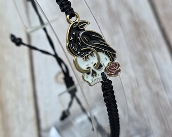35 Colours, Black Crow - Skull Bracelet, Raven Bracelet, City Bird Bracelet, Adjustable Bracelet, Gift