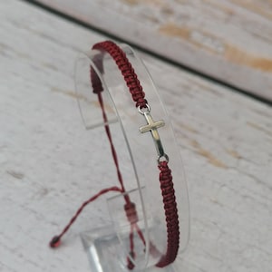 34 Colours, Small Cross Bracelet, Dainty Cross Bracelet, Cross Cord Bracelet, Christian Catholic Religious,Father, Men&#39;s And Women Bracelet.