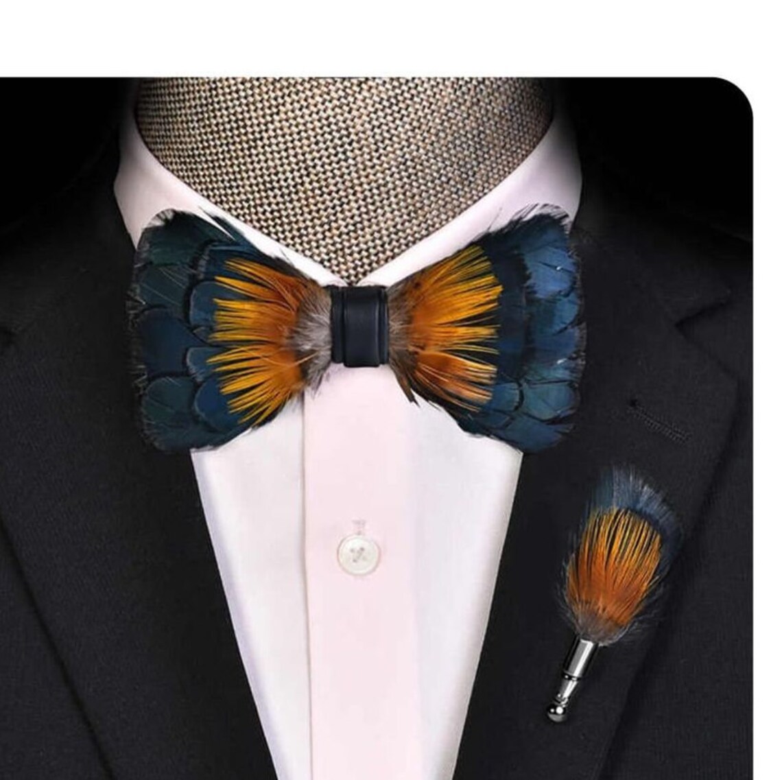 Original Design Natural Bird Feather Bow Tie 18 | Etsy