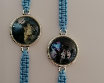 35 Colours, Wolf Bracelet, Wolf Wish Bracelet, Best Friend Gift Wolf, Courage Quote, Howling Wolf, Wolf Lover, White Wolf (B-66)