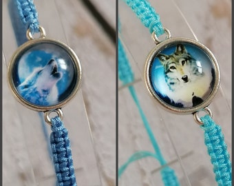 31 Colours, Wolf Bracelet, Wolf Wish Bracelet, Best Friend Gift Wolf, Howling Wolf, Wolf Lover, Glass Cabochon Bracelet (A - 4)