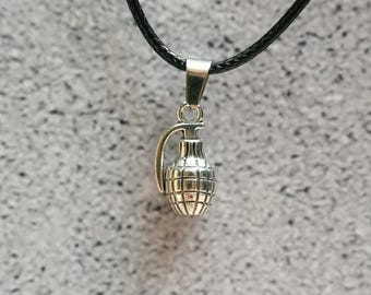 Men Grenade Necklace Pendant, Ammo Warlike Men Necklace,  Army Military Gift,  Hand Grenade Pendant Necklace, Gift for Him